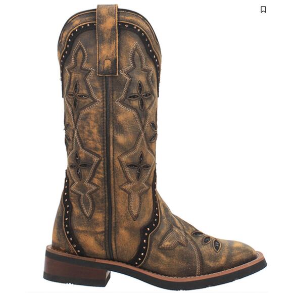 Laredo Women's Bouquet Western Performance Boots Brown Leather Sz 8 Lightly Worn - Picture 13 of 16